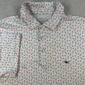 Vineyard Vines Polo Mens Large White Geometric Drink Cocktail On The Go Sankaty